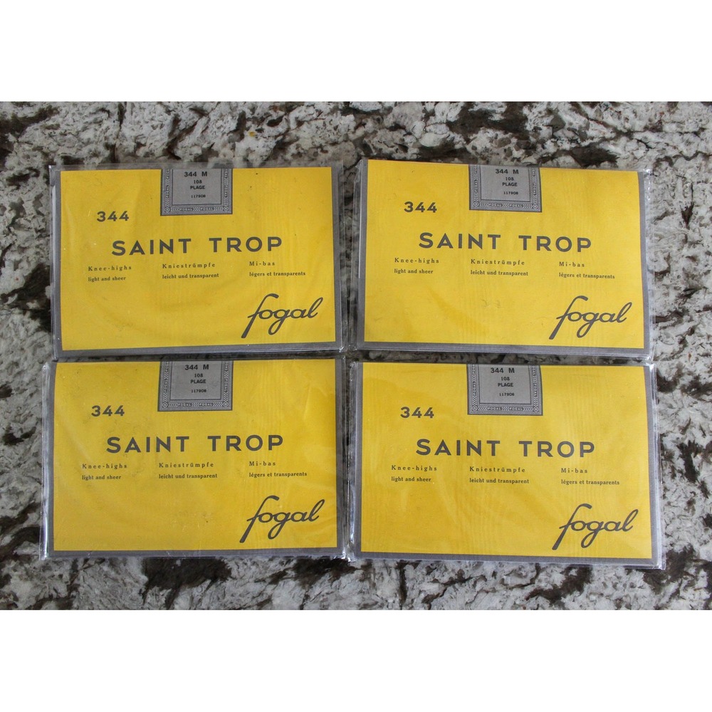 Lot of 4 Fogal Saint Trop Knee High Stockings Womens M 344 Plage 108 Swiss Made